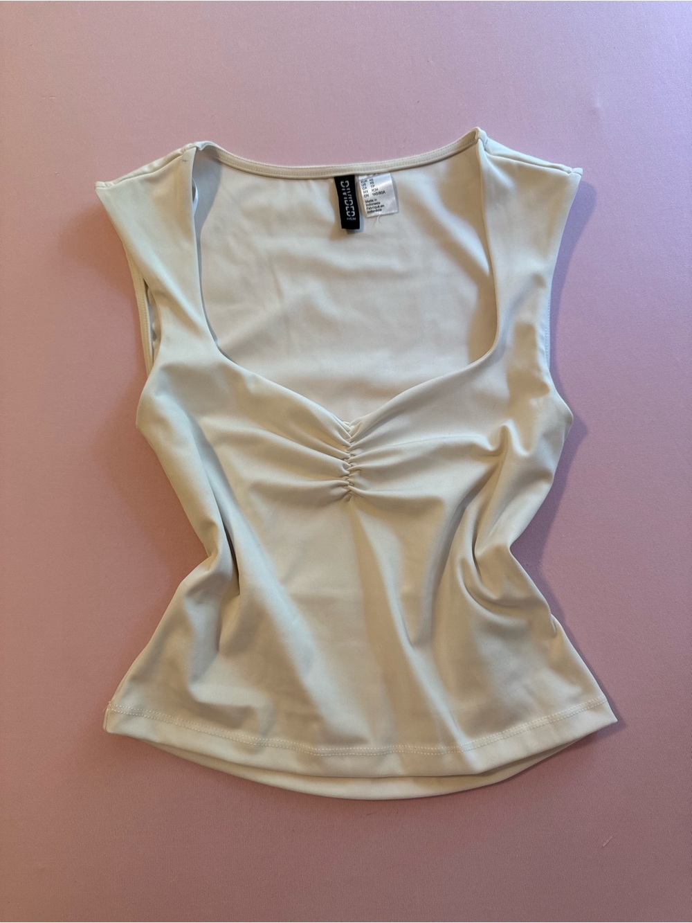 Cinch Cream Scoop Neck Ruched Women's Tank Top